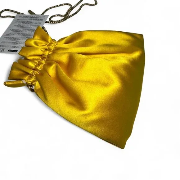 Zimmermann Women's Gathered Satin Pouch - Sunflower Yellow/Gold NWT